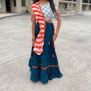 Traditional Lehenga with 10 meters flair with beautiful color combination